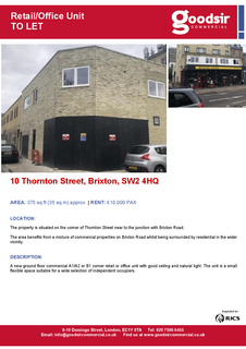 Retail property (high street) to rent, 10 Thornton St London SW2 4HQ