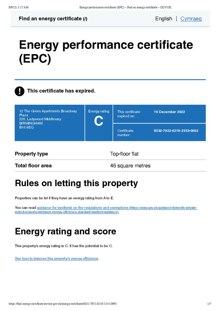 EPC (Contains public sector information licensed under the Open Government Licence v3.0.)