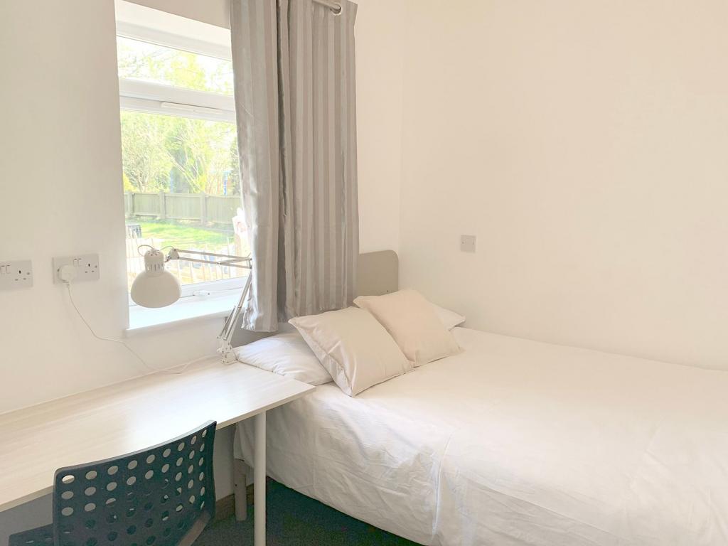 Bright and tidy single bedroom featuring a neat...