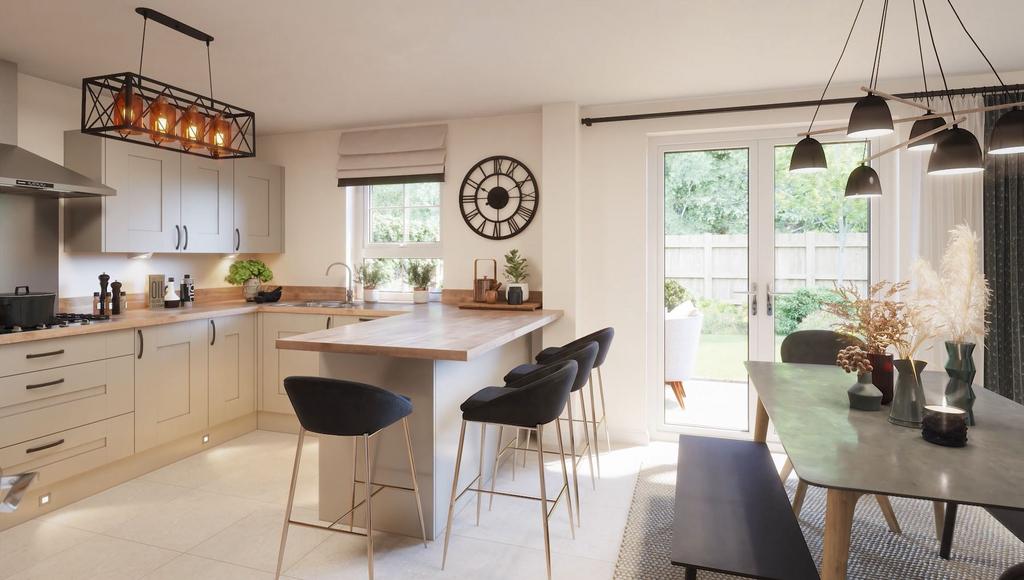 Computer generated image of the kitchen in the...