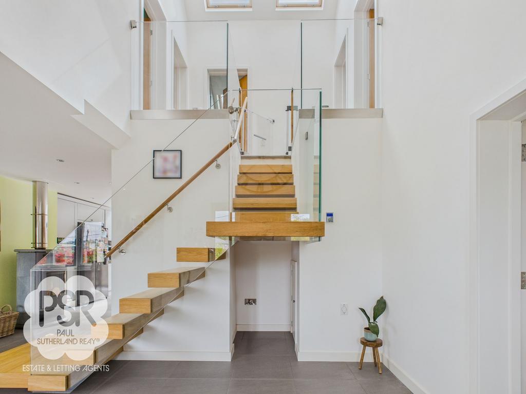 Open-Backed Floating Hardwood Stairs