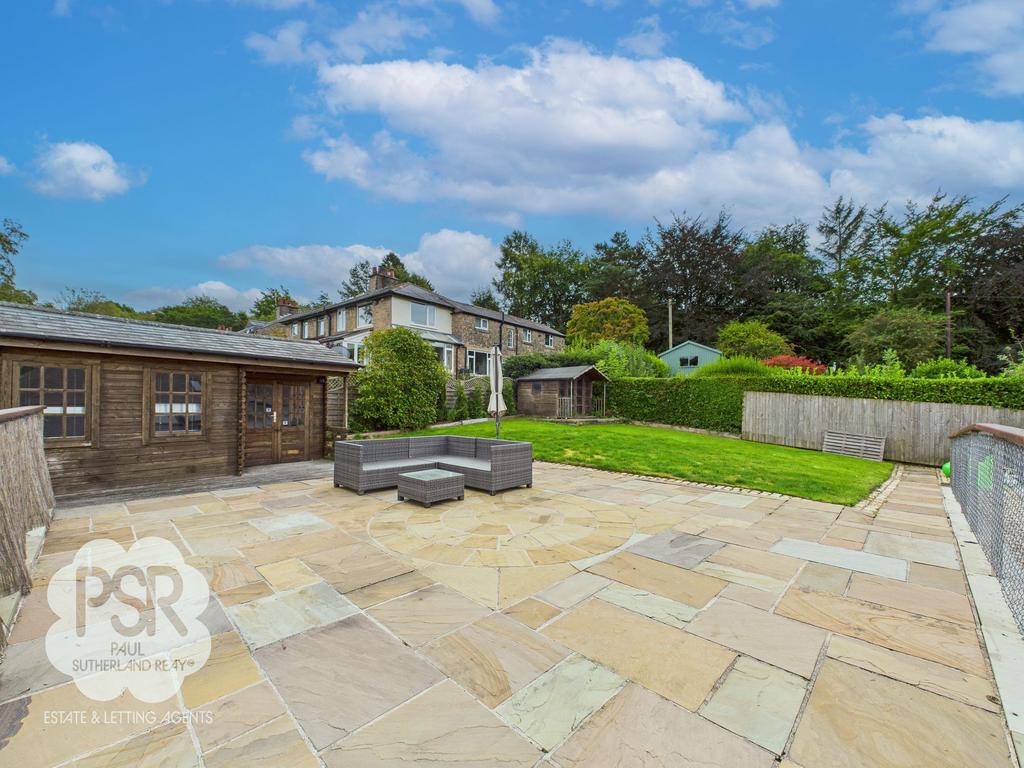 Rear Garden - Elevated Lawn and Seating Area