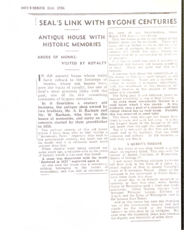 1936 Article about Seal House