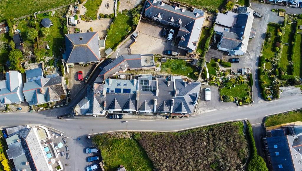 Aerial showing rear communal garden