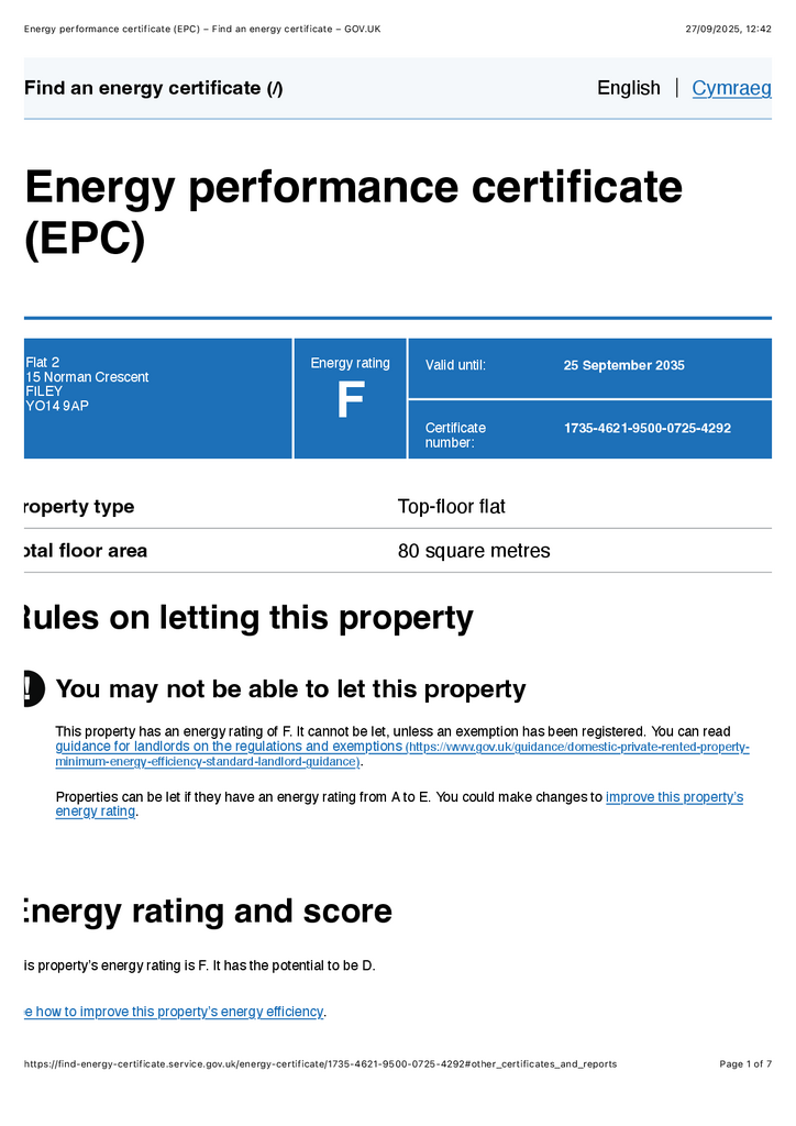 EPC First floor  flat