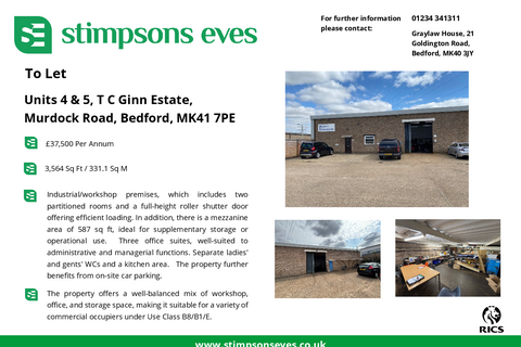Industrial development to rent, Units 4 & 5 Murdock Rd Bedford MK41 7PE