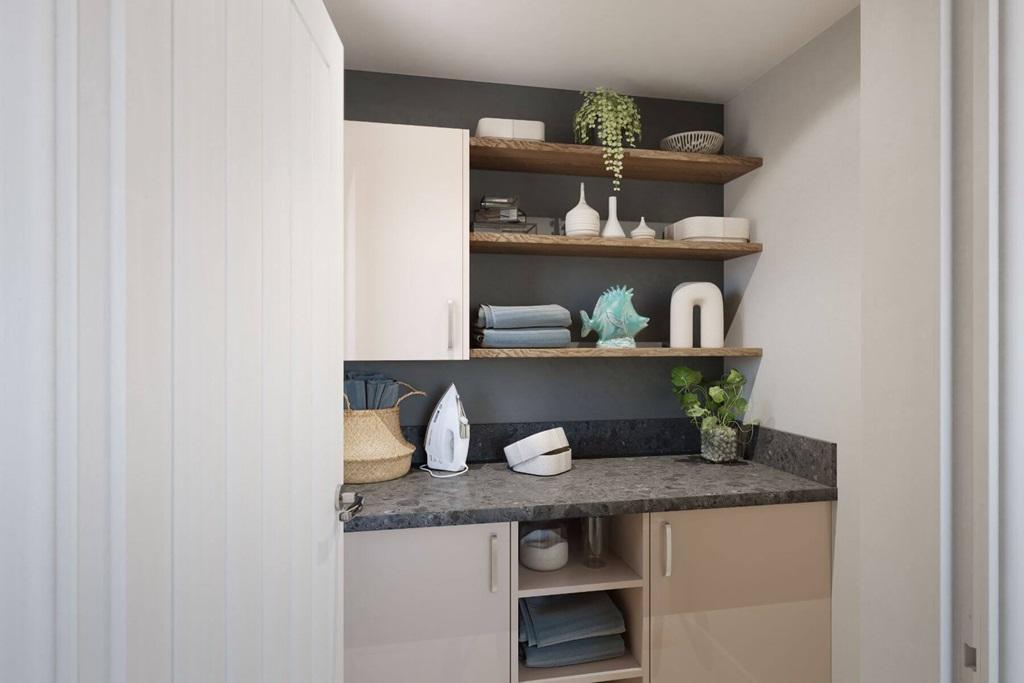 Practical utility area to keep laundry out of...