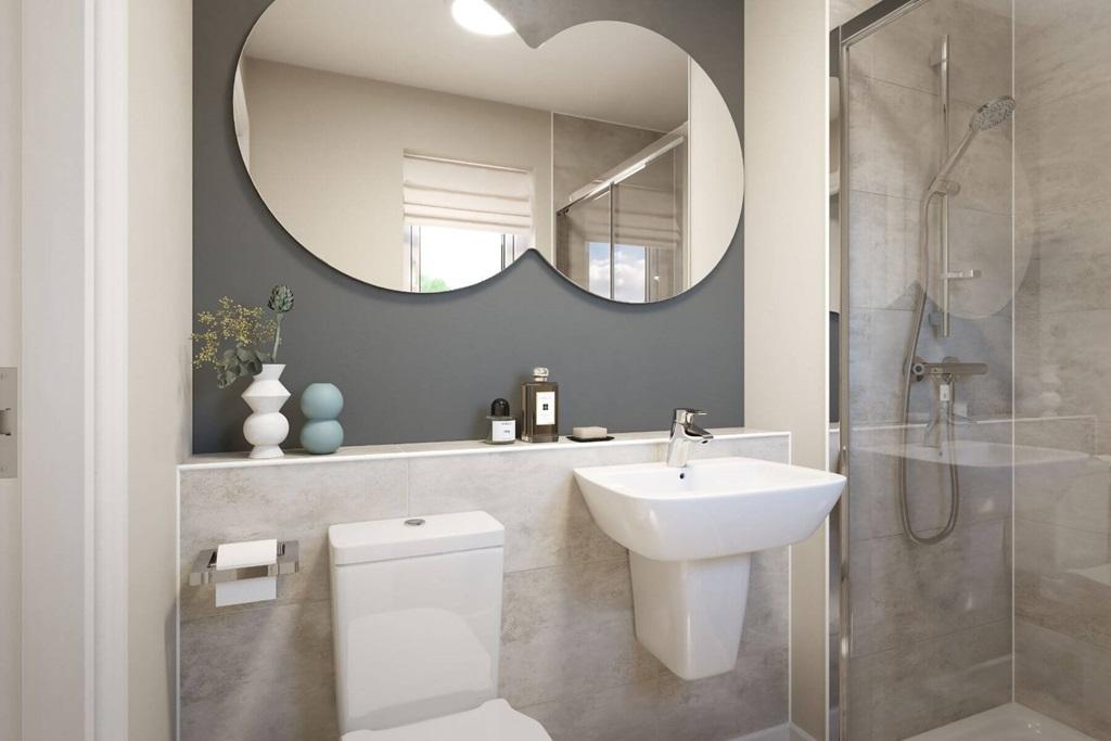 With full width shower cubicle