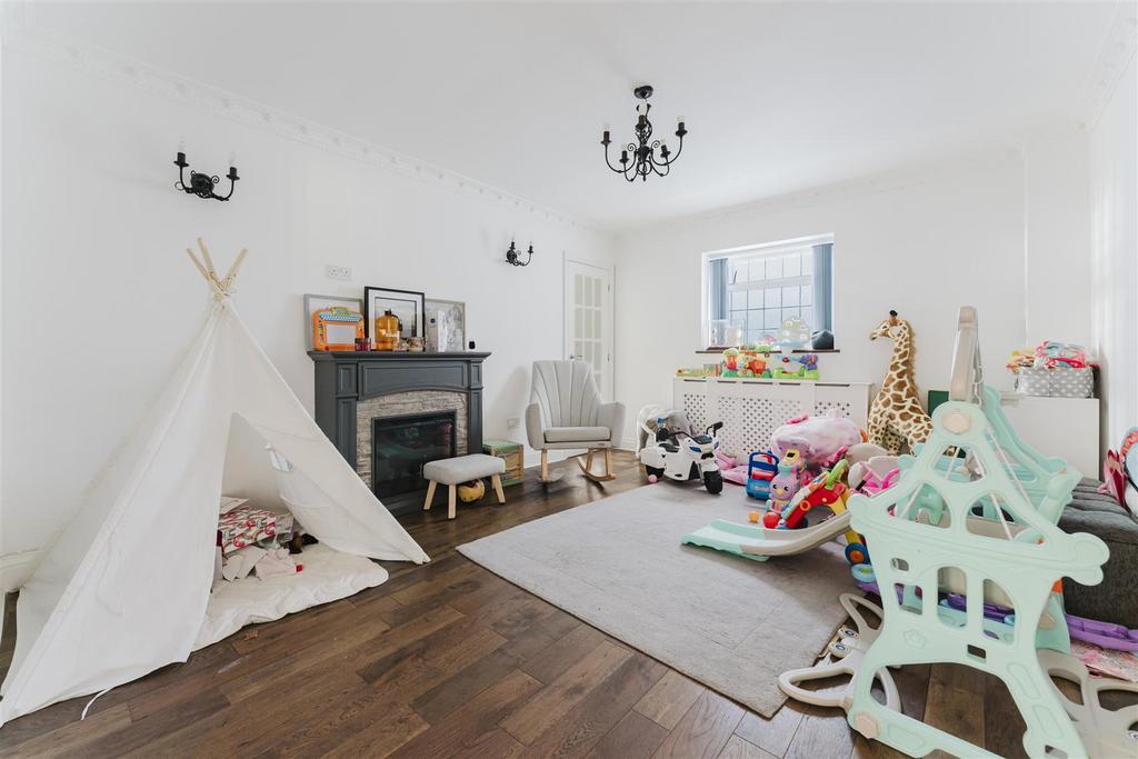 Playroom, fireplace