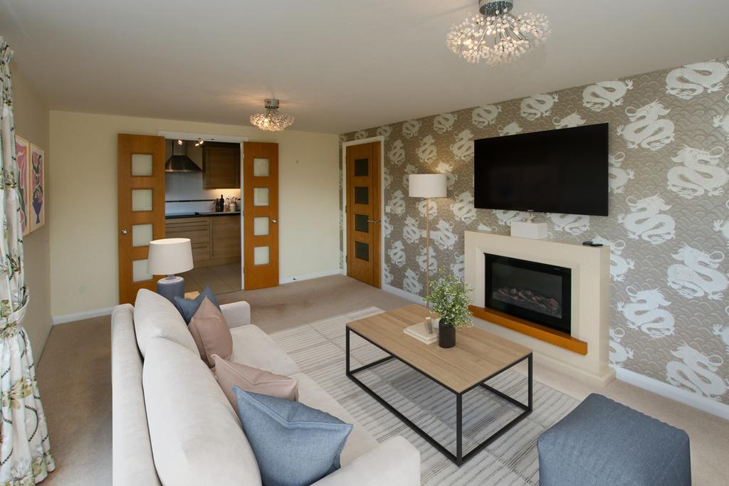 Living room, fireplace