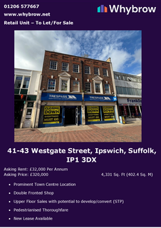 Retail property (high street) for sale, 41-43 Westgate St Ipswich IP1 3DX