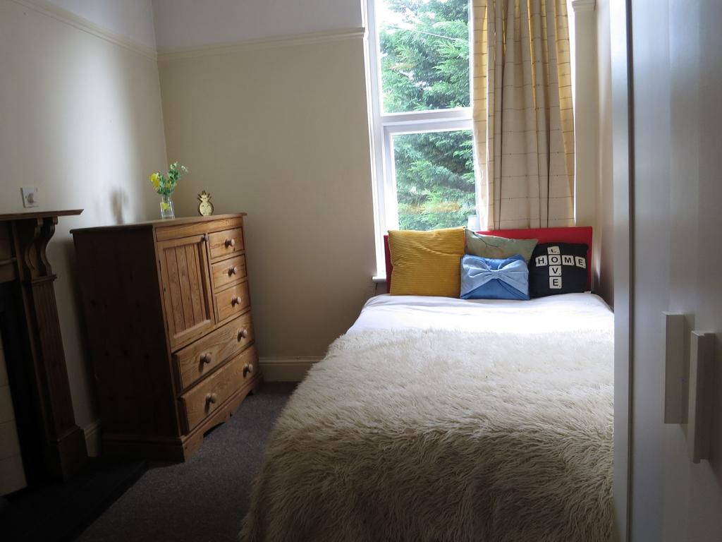 A cozy single bedroom featuring a comfortable b...