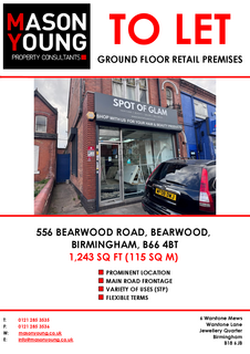 Retail property (high street) to rent, 556 Bearwood Rd Smethwick B66 4BT