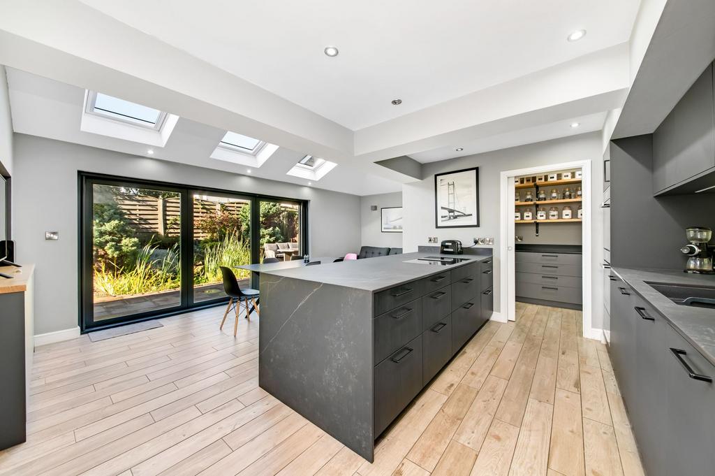 Open plan dining kitchen and family room