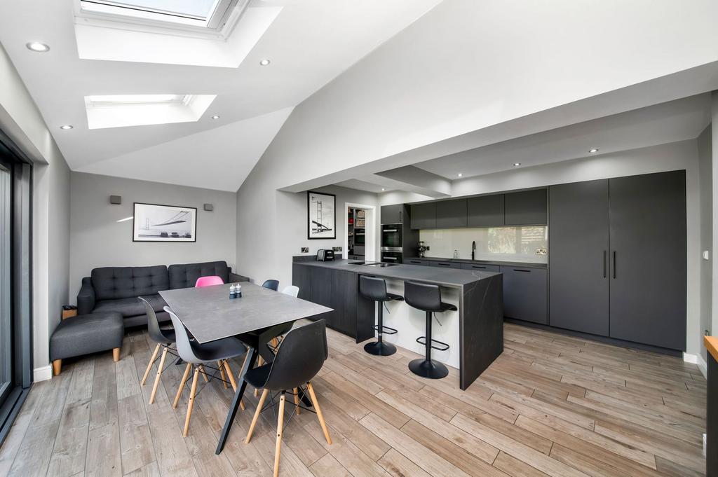 Open plan dining kitchen and family room