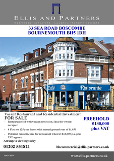 Retail property (high street) for sale, 33 Sea Rd Boscombe BH5 1DH