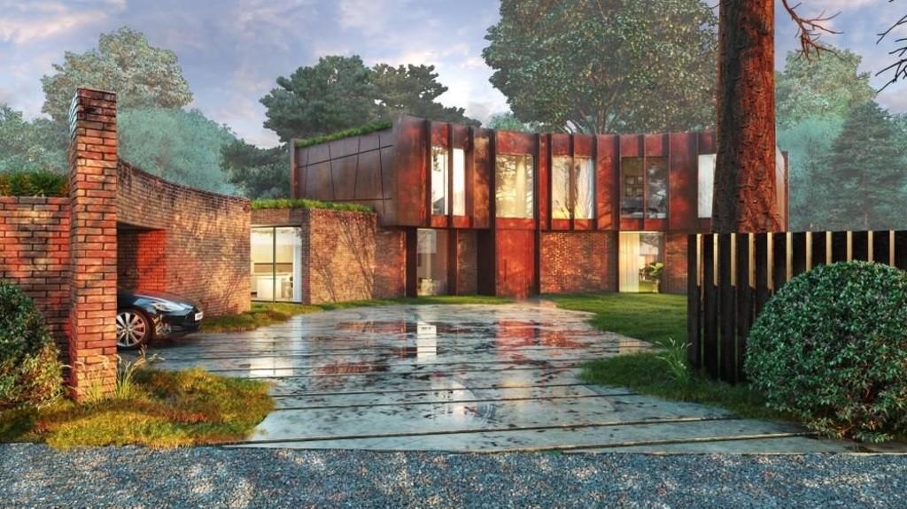 CGI front redwood house