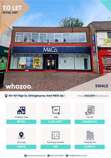 Retail property (high street) to rent, 101-107 High St Sittingbourne ME10 4AJ