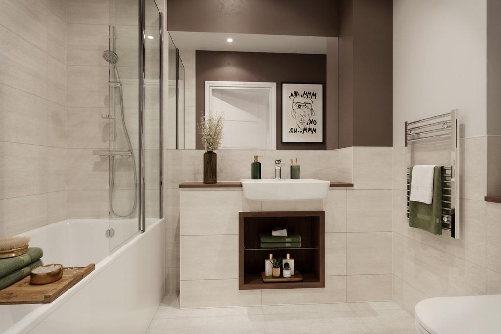 Bathroom with combined bath and shower