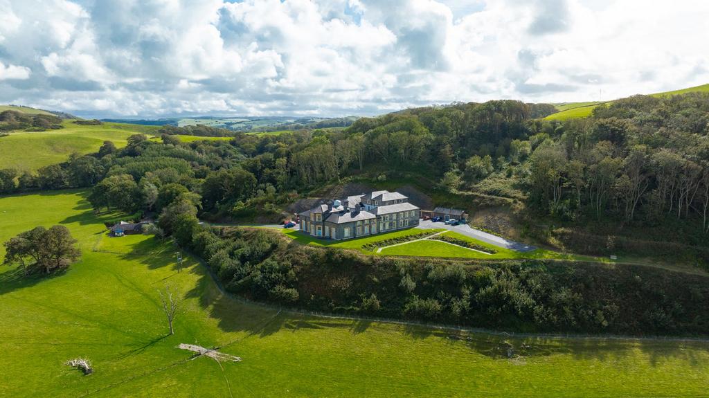 Drone shot of Tan Y Bwlch Mansion
