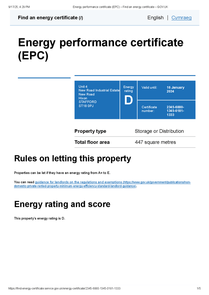 EPC Certificate