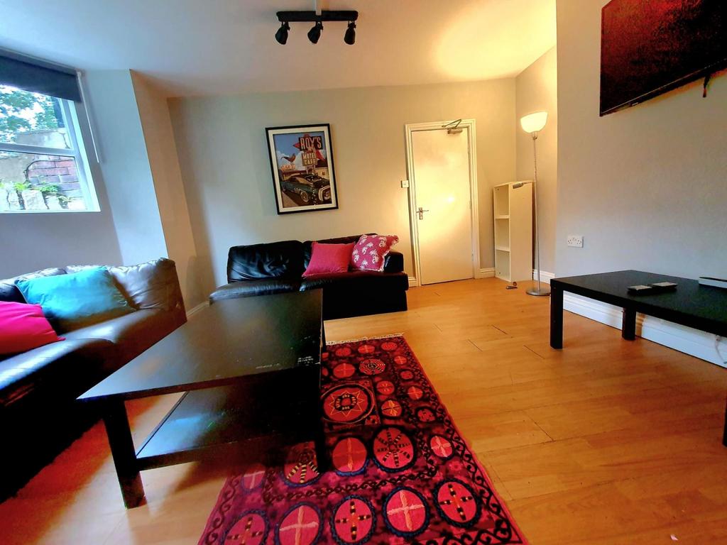 A cozy and inviting living room with warm woode...