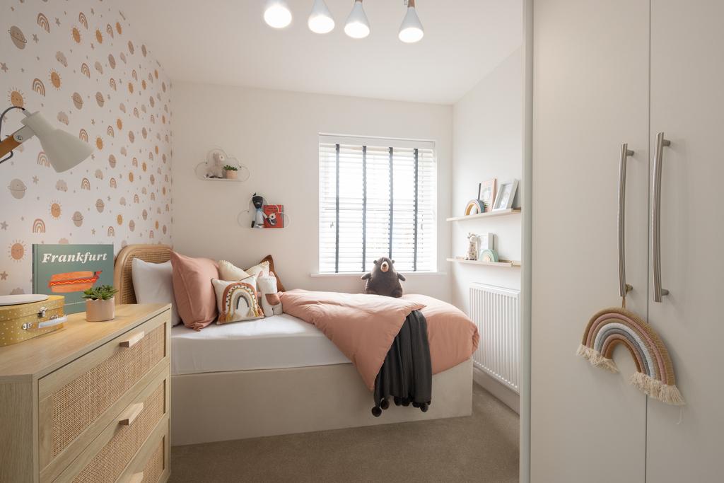 Internal shot of the single bedroom in the...