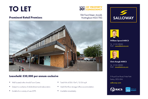 Retail property (high street) to rent, 104-116 Front St Arnold NG5 7EG