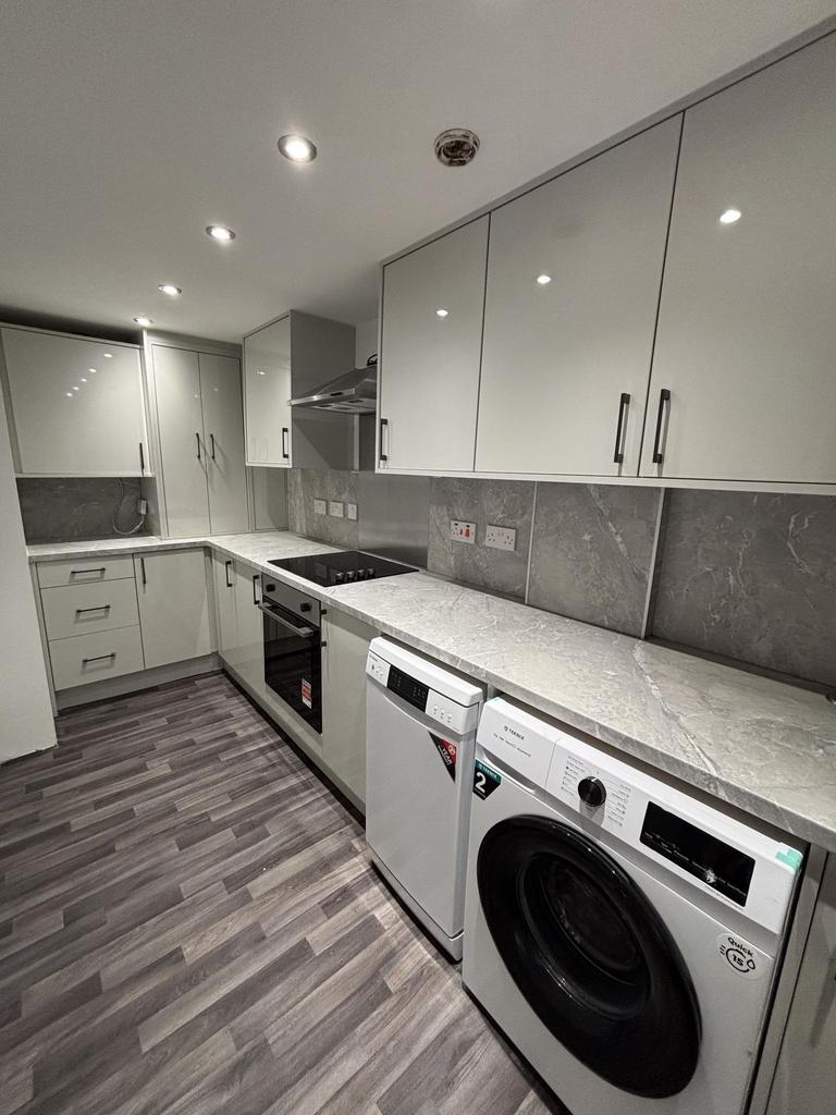 Modern and well-maintained kitchen featuring sl...