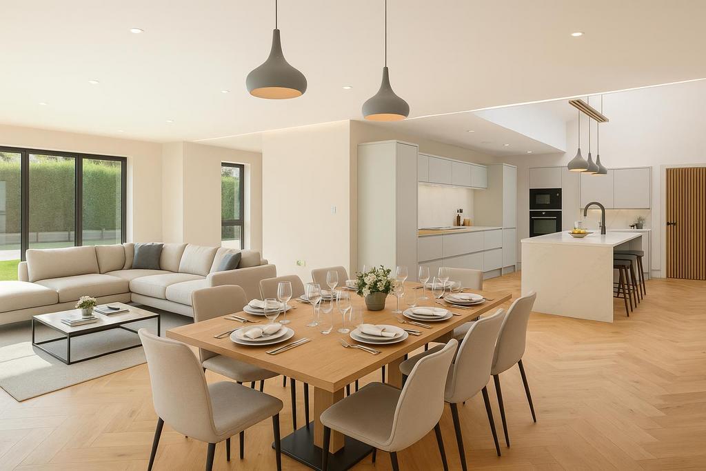 Kitchen/Dining/Family Room CGI generated