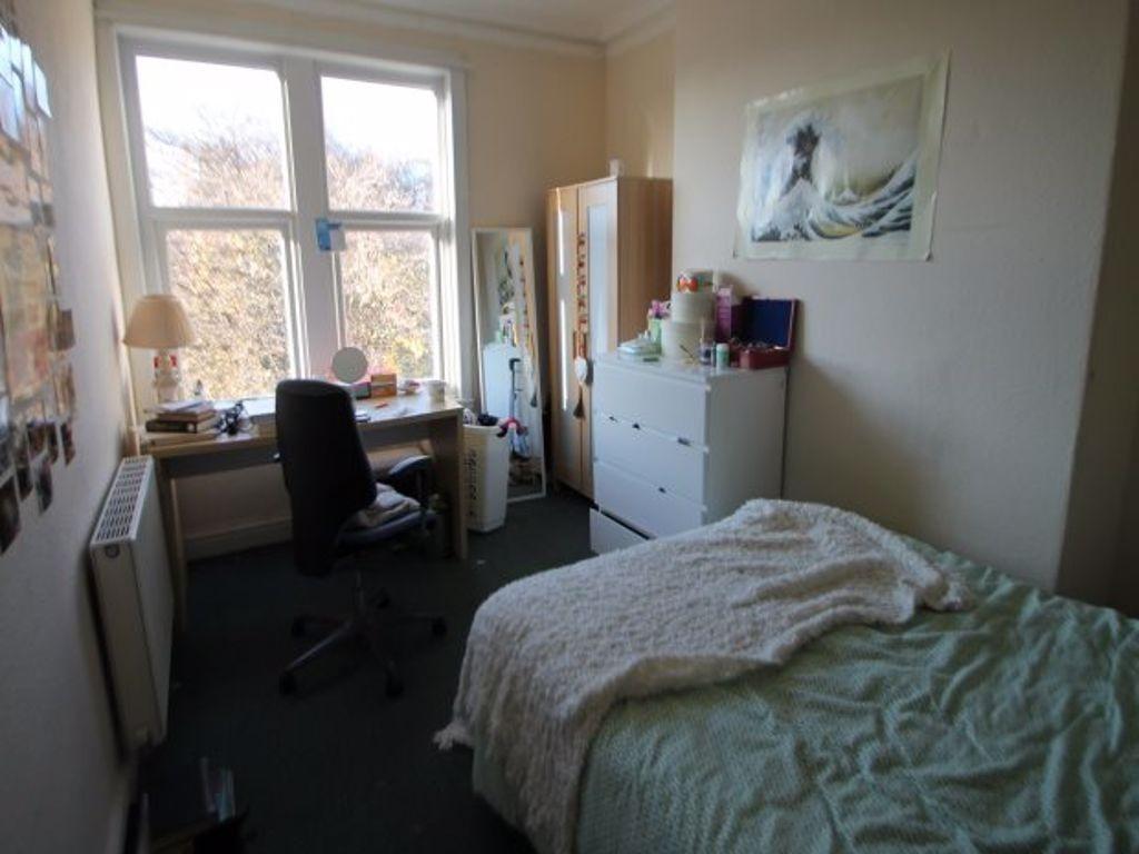 A cozy student bedroom featuring a single bed, ...