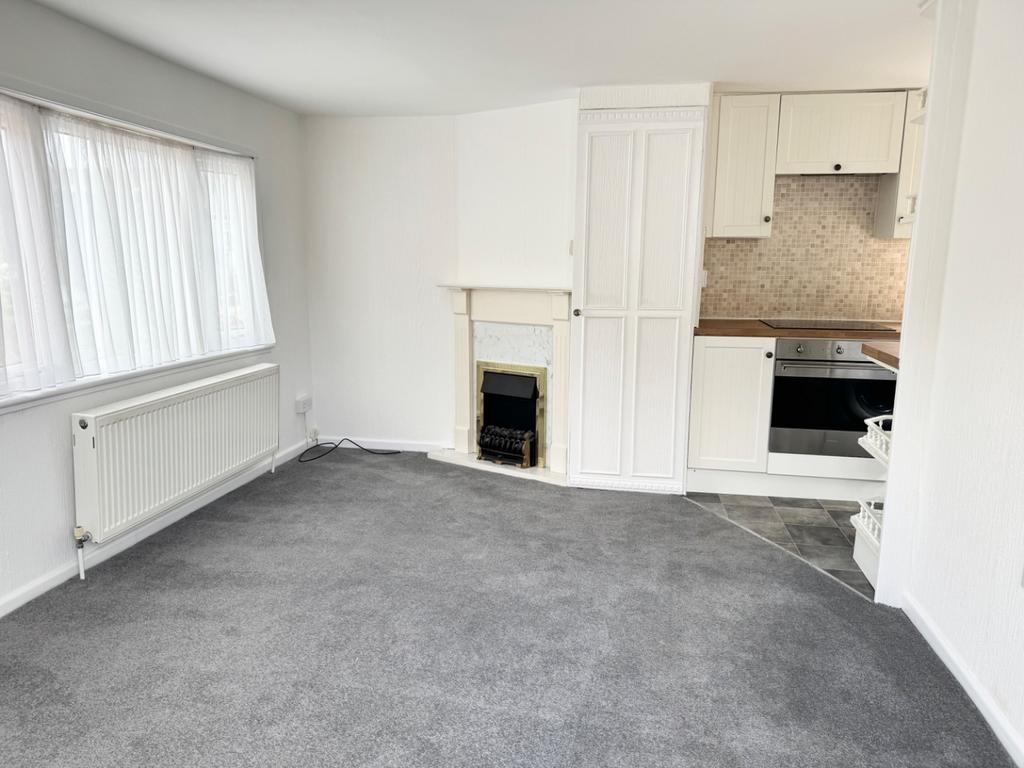 Open-plan living area, fireplace