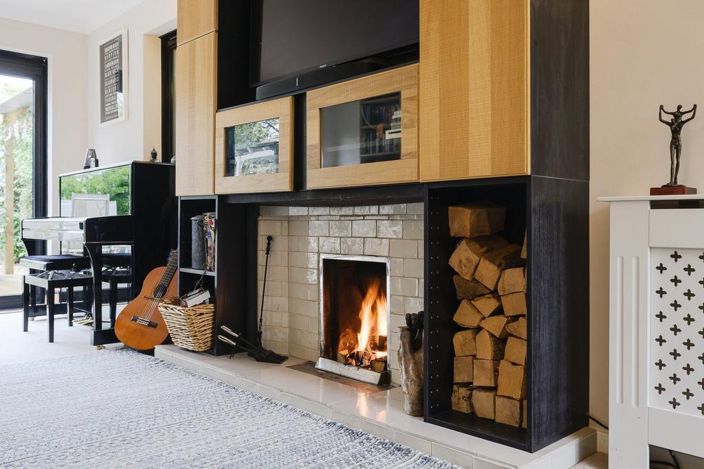 Living room, fireplace