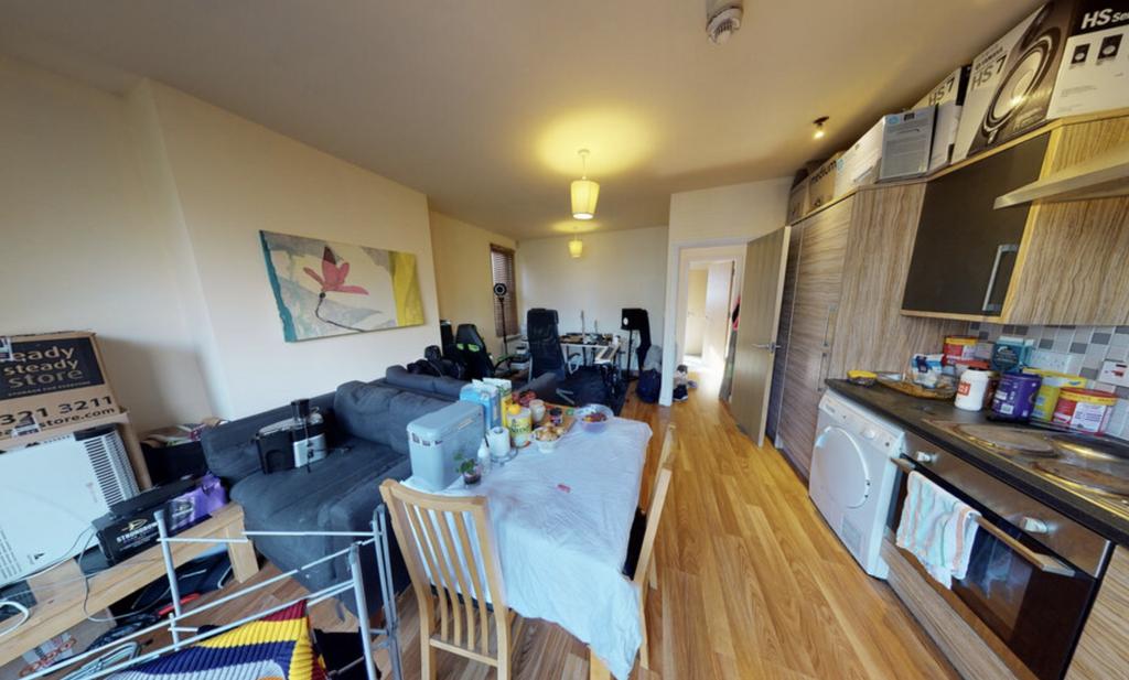 A cozy living room with a comfortable seating a...
