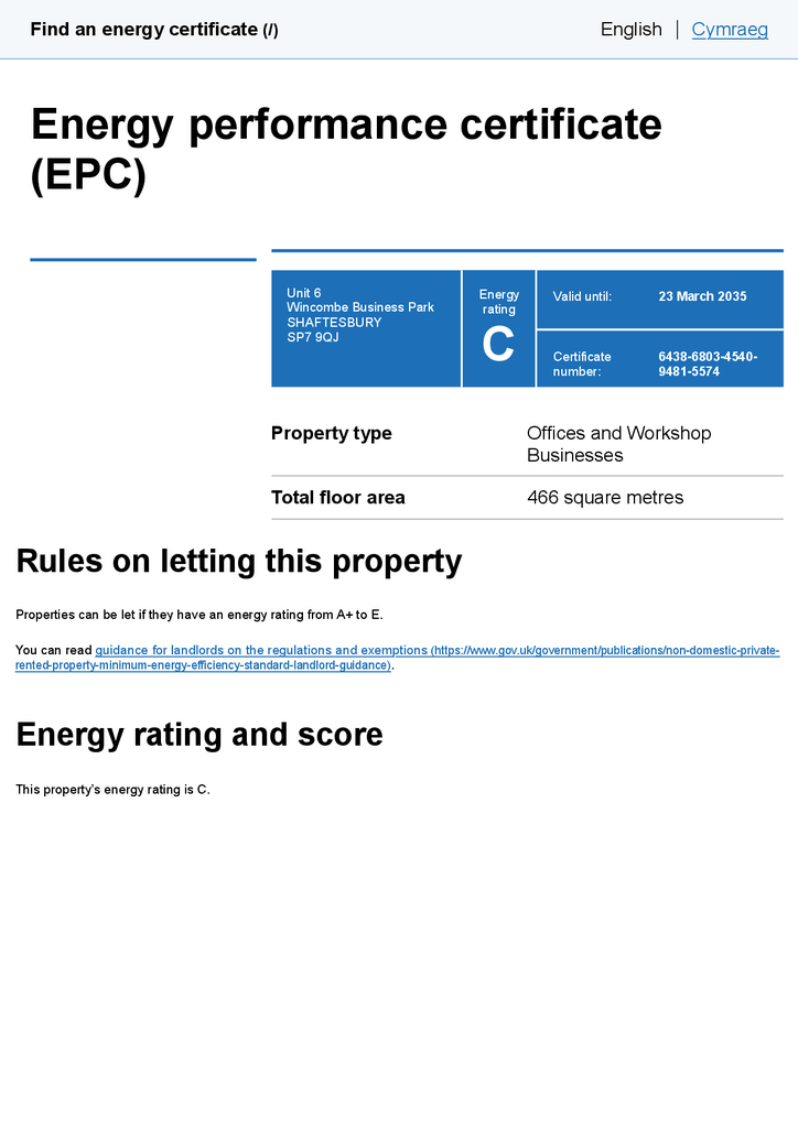 EPC Certificate Arranged