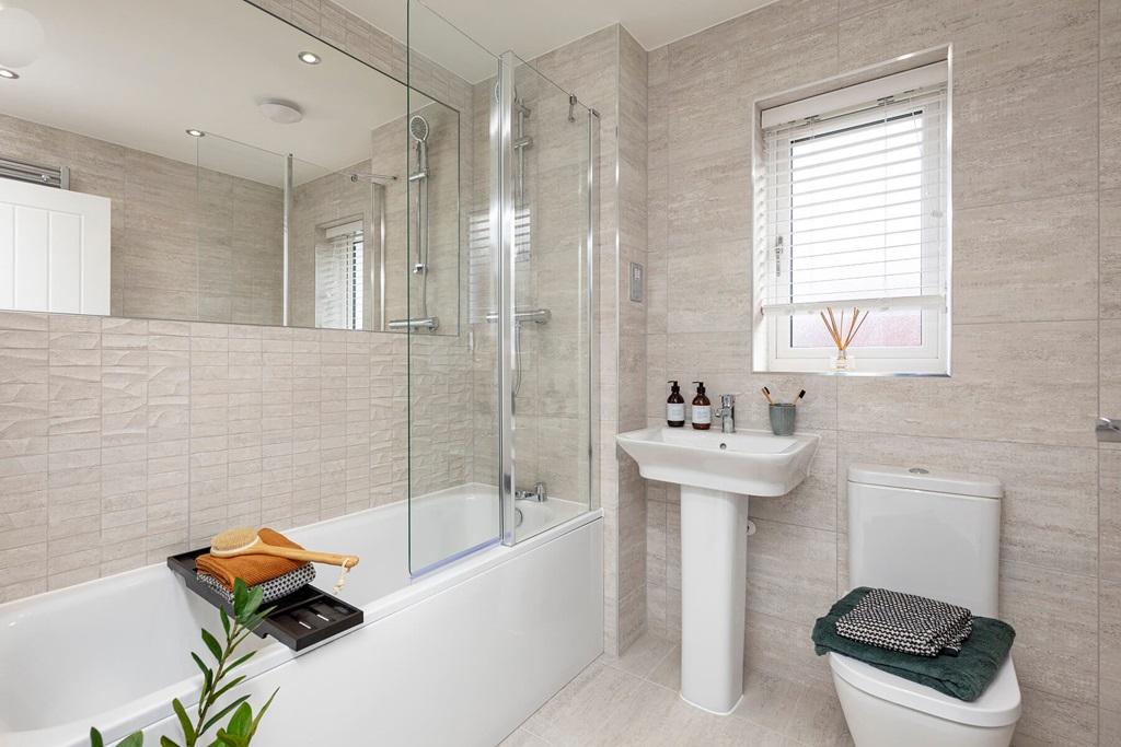 Bathroom with shower over bath - typical Taylor...