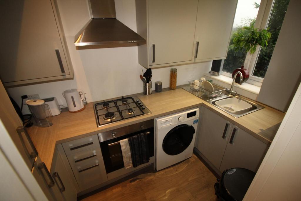 Compact modern kitchen with integrated gas hob ...