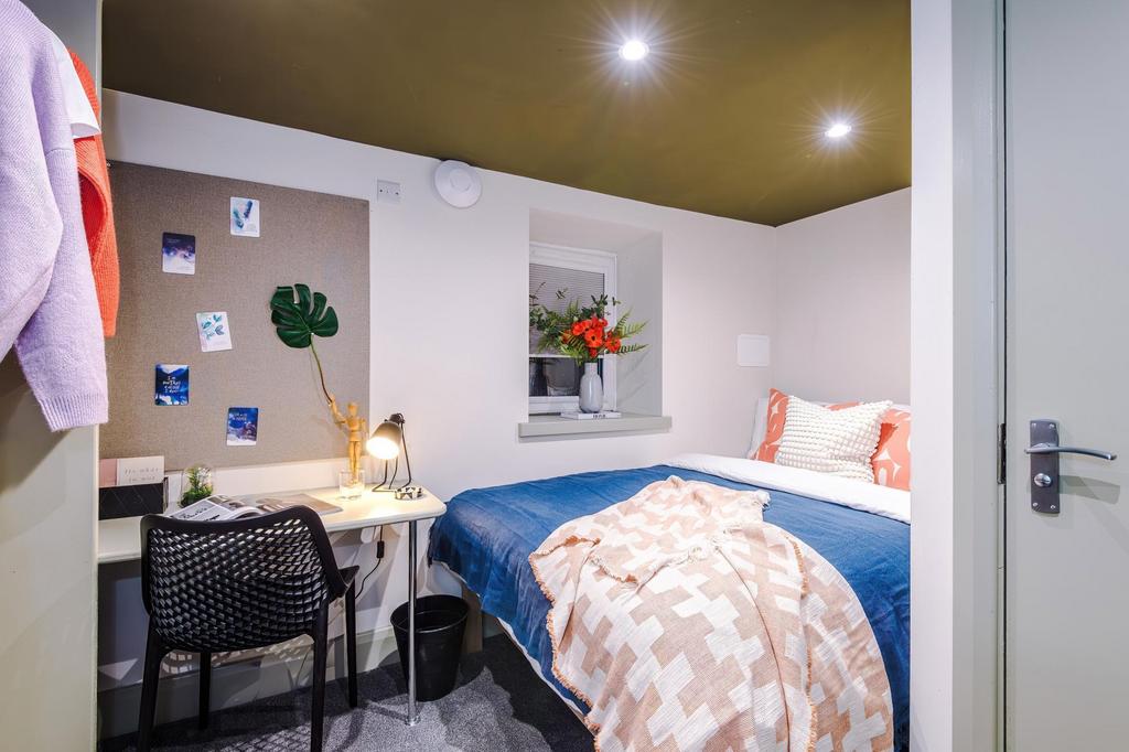 Bright, modern single bedroom with a comfortabl...