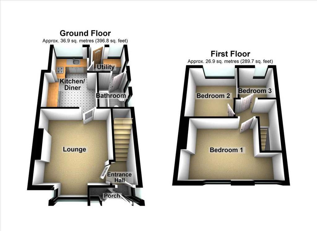 Rear bedroom 3: