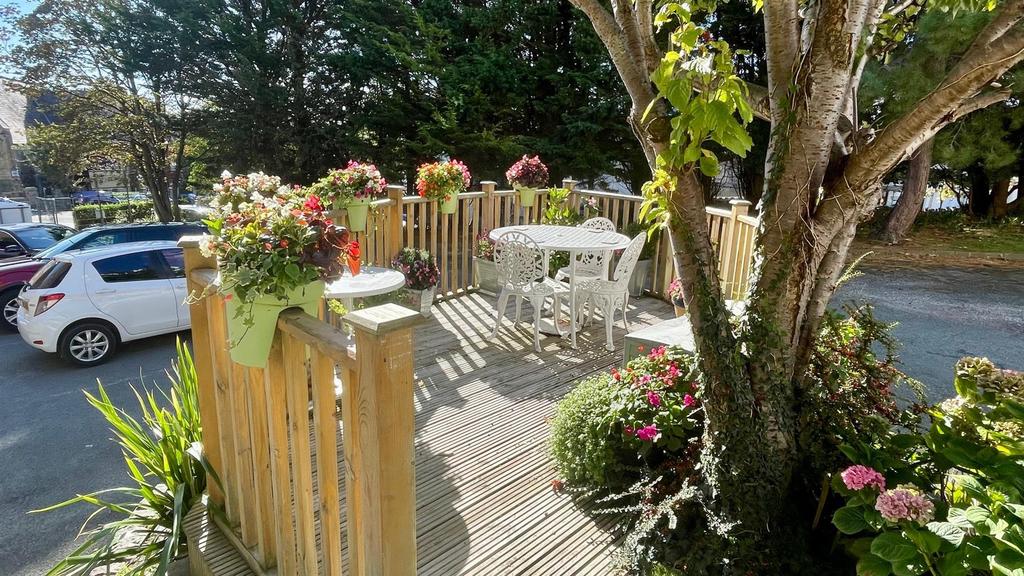 Communal seating and patio areas