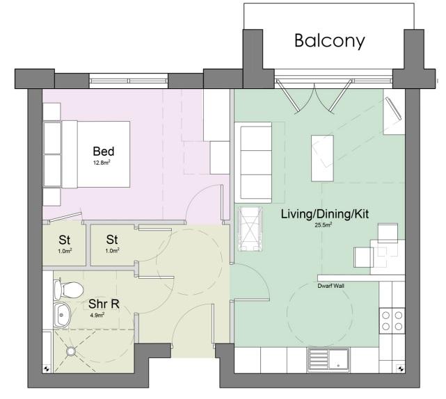 1 Bed Floor Plan