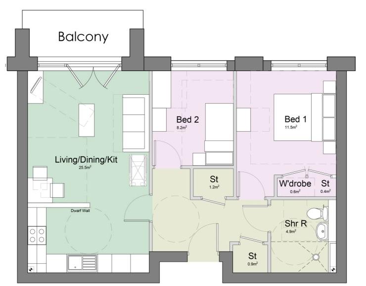 2 Bed Floor Plan