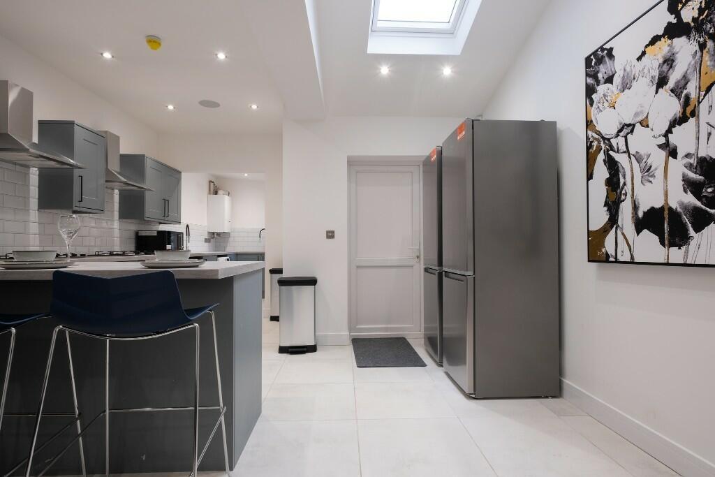 Modern and bright kitchen with sleek appliances...