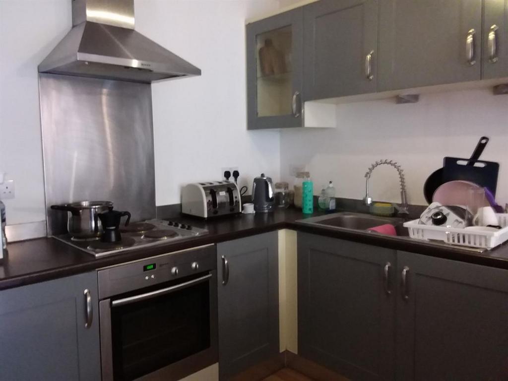 A modern kitchen with ample counter space and e...