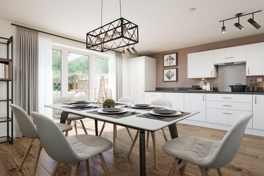 Large kitchen area with outside access