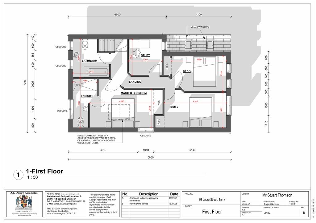 A102-ROOM DIMS - First Floor-B-