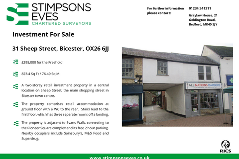 Retail property (high street) for sale, 31 Sheep St Bicester OX26 6JJ
