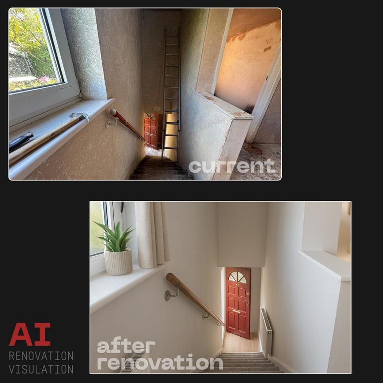 Bright, freshly renovated stairwell with neutra...