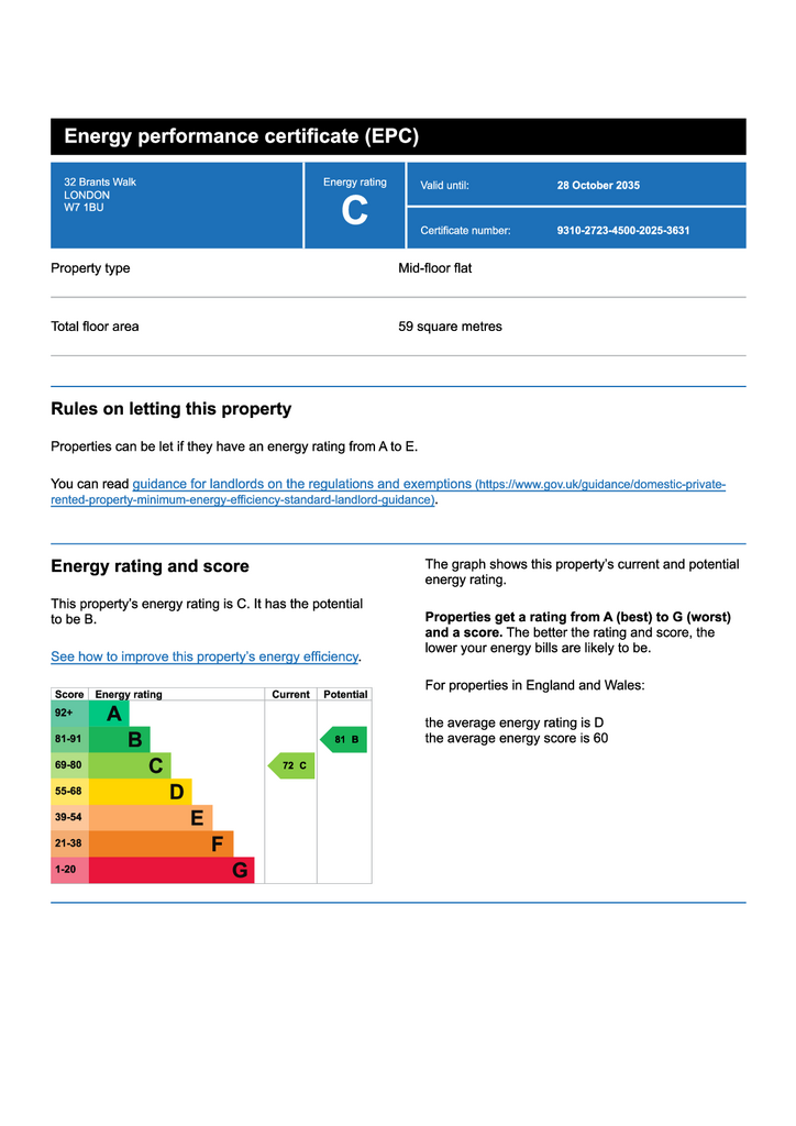 EPC - Brants Walk, London, W7 1 BU