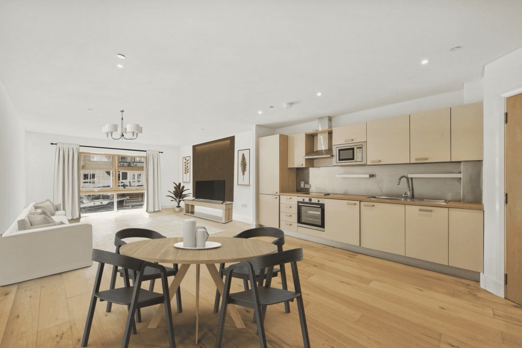 Open plan reception/kitchen one